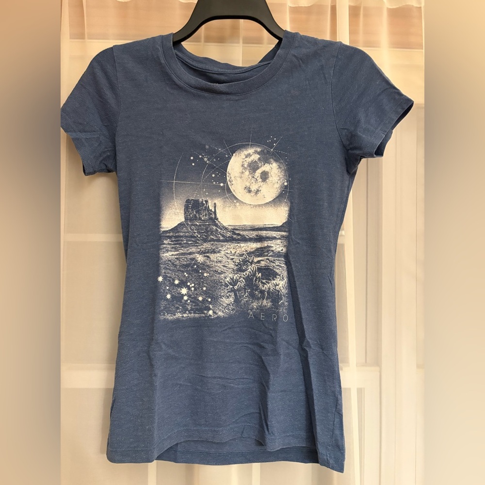 Aeropostale Blue Tee with Moon Graphic